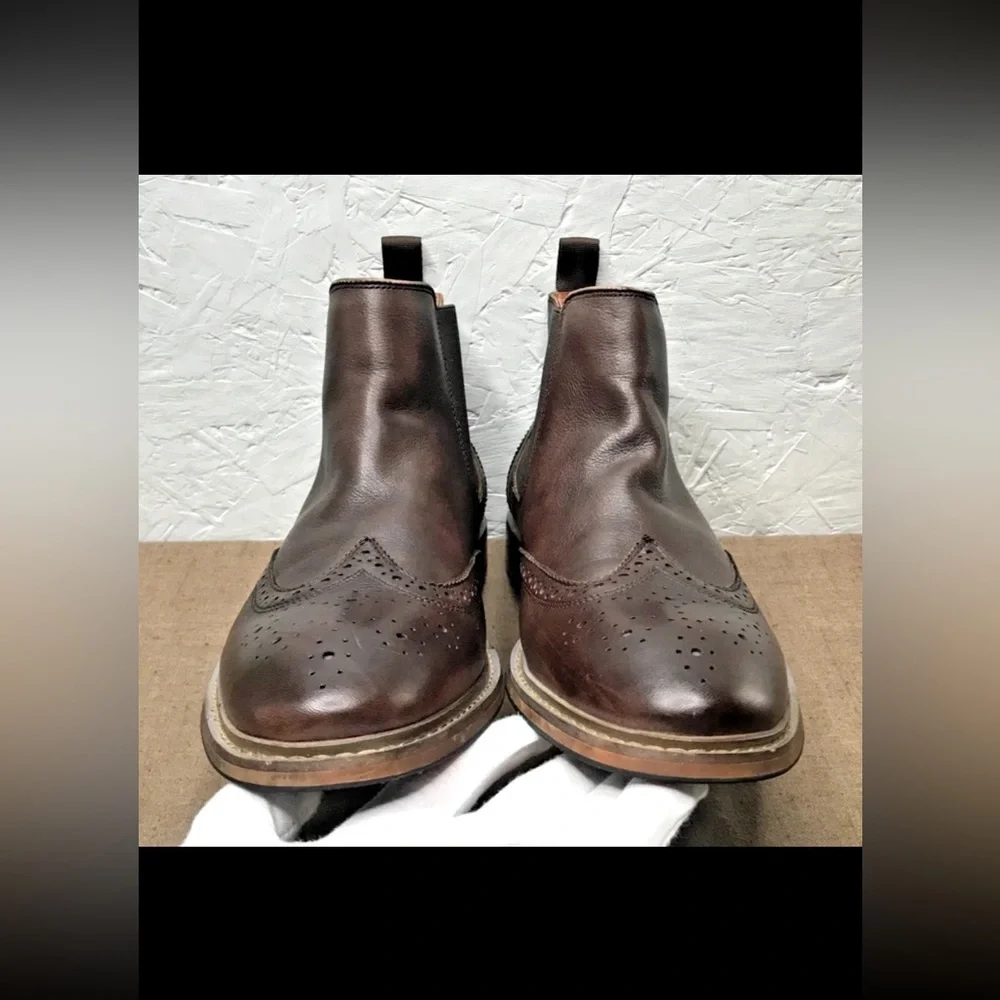 Florsheim Streets WT Men's Wingtip Chelsea Ankle Boots Brown Leather Size 8.5M